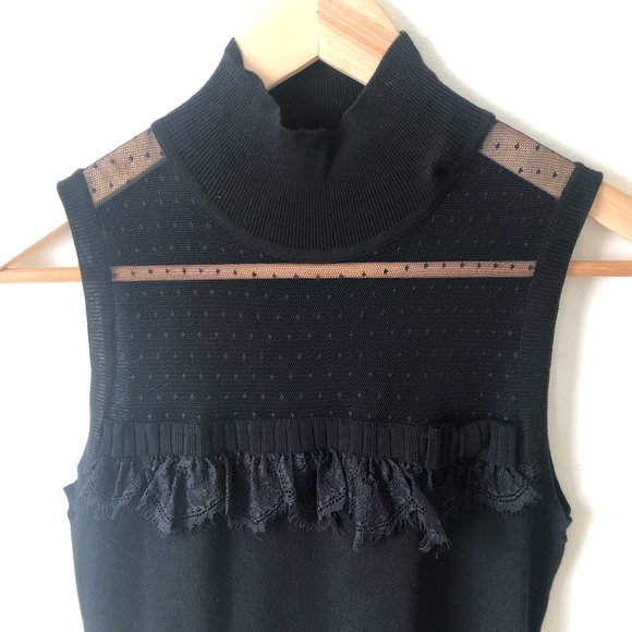 Elegant Sleeveless top with mesh top and ruffle. - Picture 3 of 3